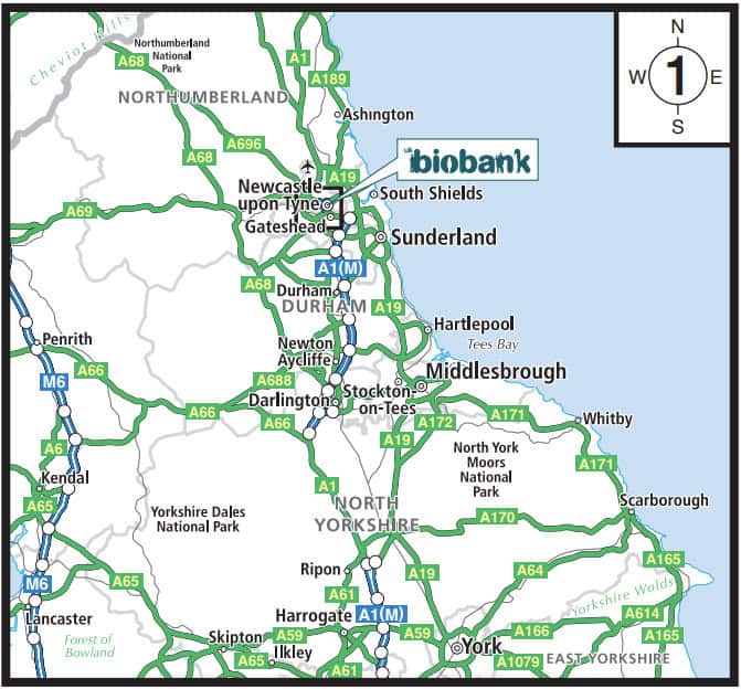Visit https://www2.ukbiobank.ac.uk/wp-content/uploads/2025/03/UK-Biobank-Newcastle-assessment-centre-directions.pdf for written directions